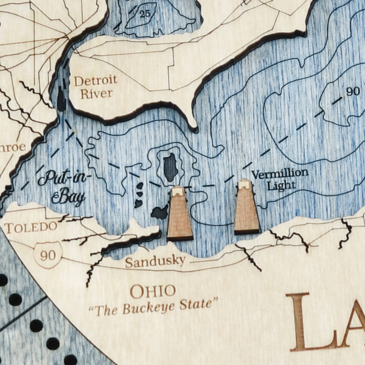 SeaSoul Lake Erie Nautical Wood Map Cribbage Board