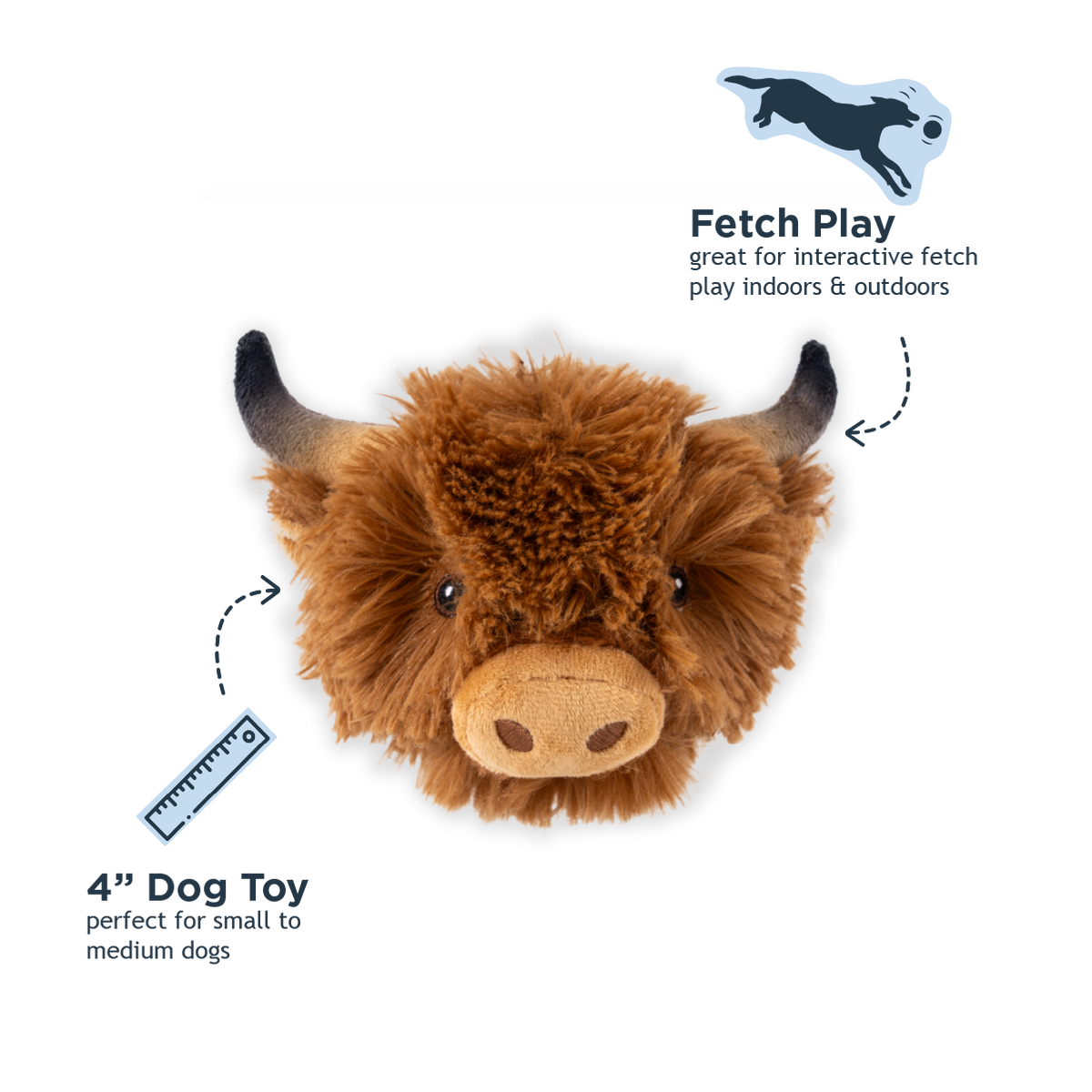 Highland Cow 2-in-1 Fetch Ball Dog Toy