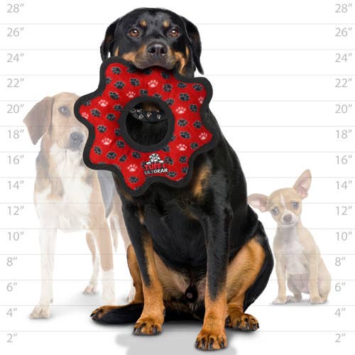 Tuffy Ultimate Gear Ring - Red Paw, Squeaky Dog Toy