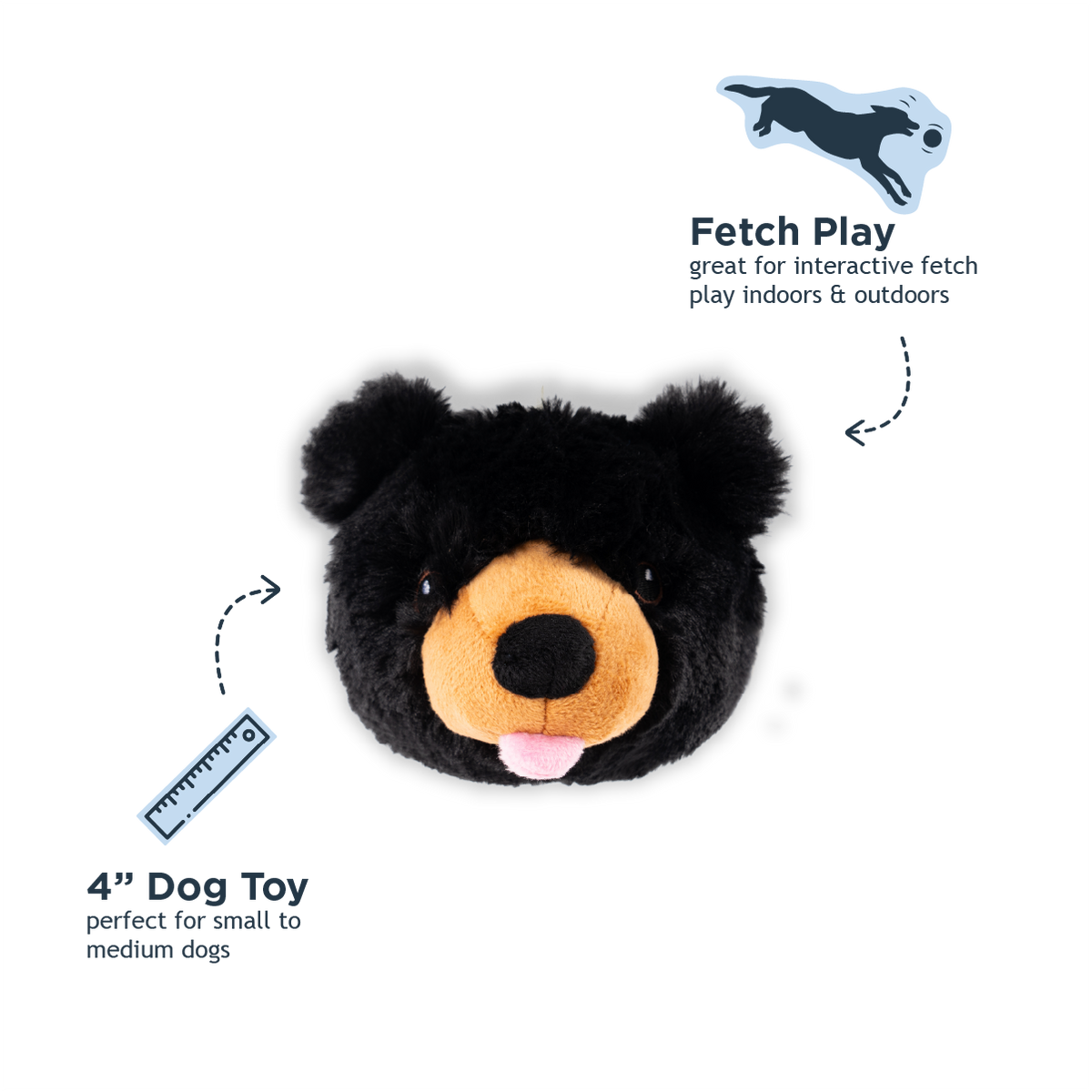 Black Bear 2-in-1 Fetch Ball Dog Toy
