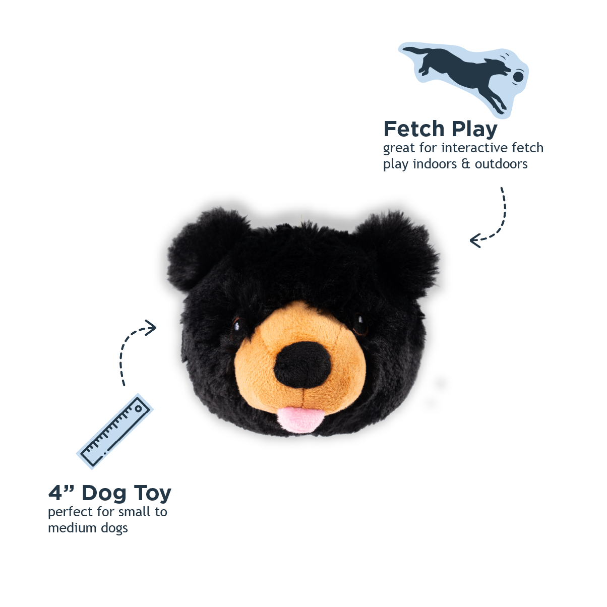 Black Bear 2-in-1 Fetch Ball Dog Toy
