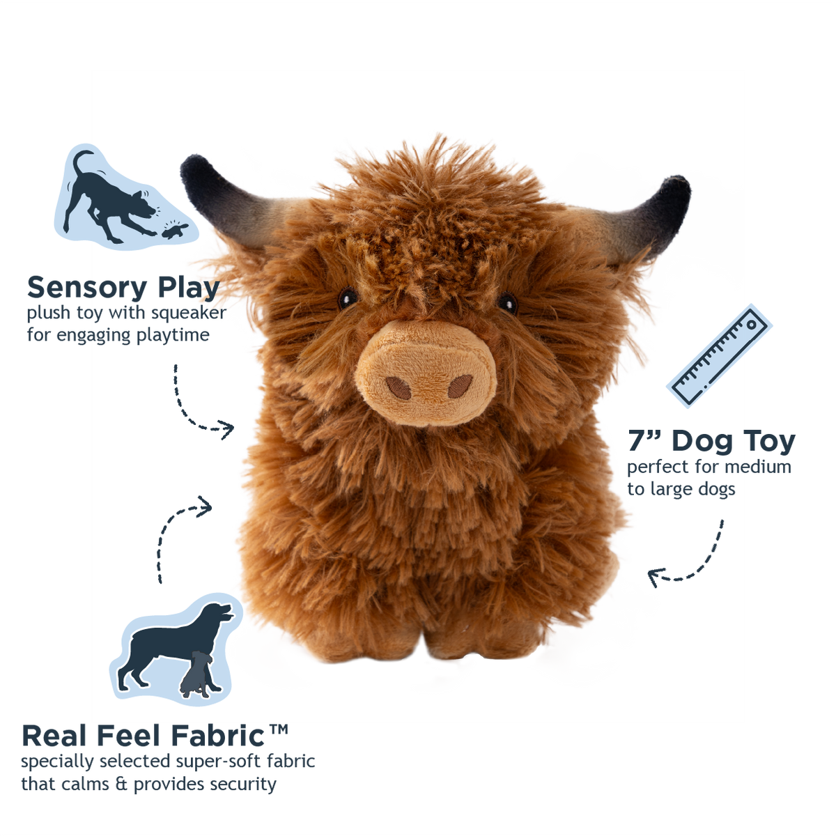 Highland Cow with Squeaker Dog Toy