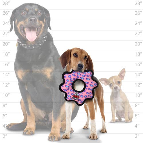 Tuffy Jr Gear Ring - Pink Leopard Squeaky Dog Toy