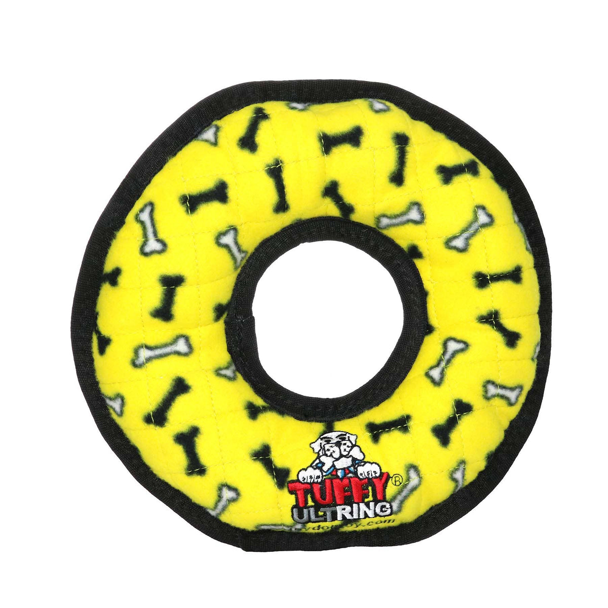Tuffy Ultimate Ring - Yellow Bone, Squeaky Dog Toy