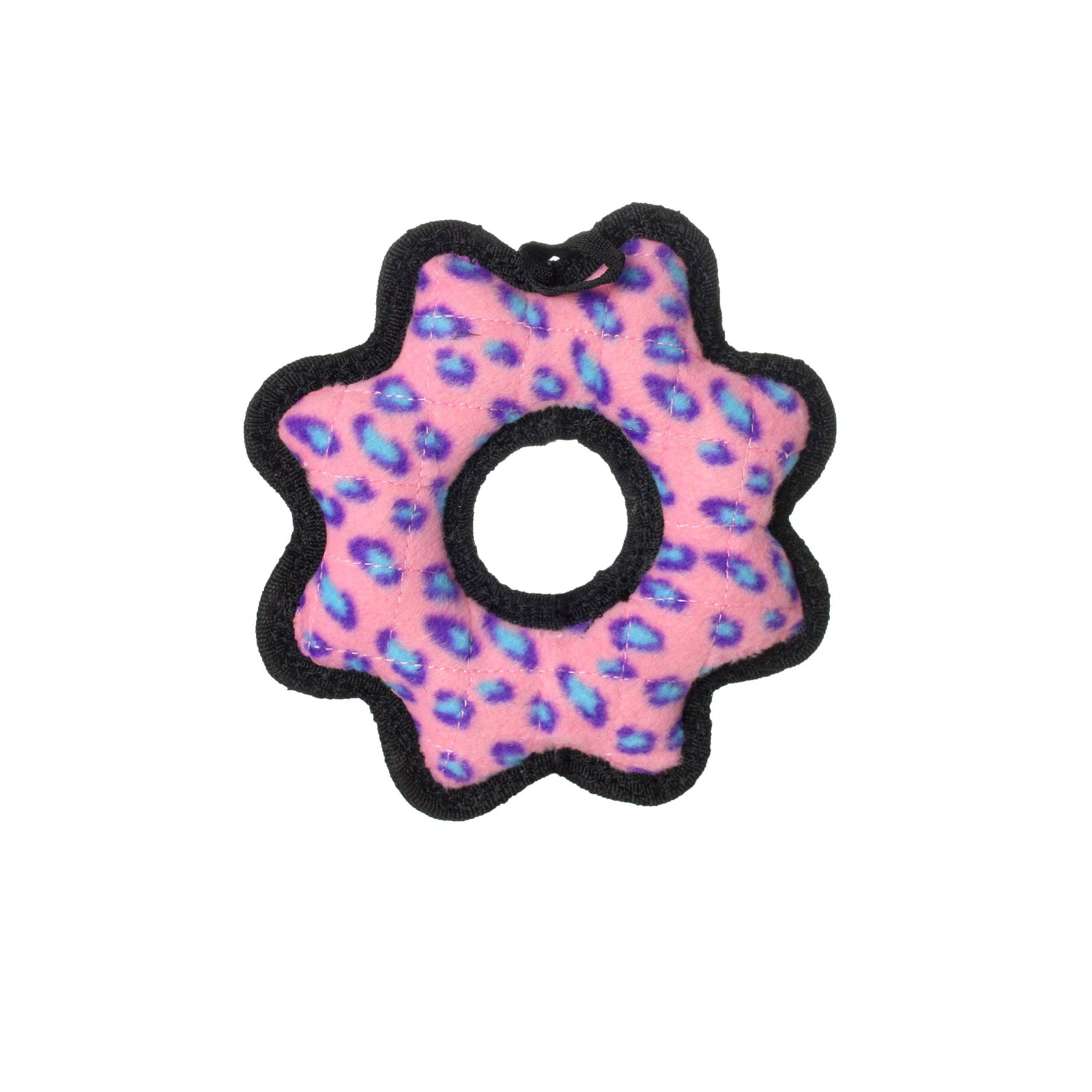 Tuffy Jr Gear Ring - Pink Leopard Squeaky Dog Toy