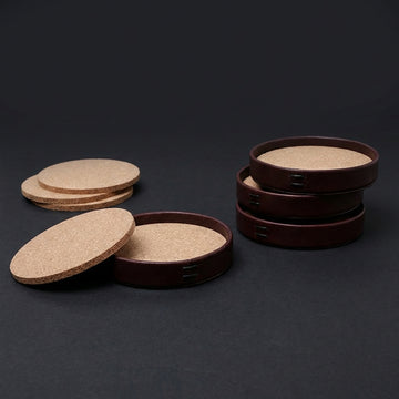 Full Grain Leather Coasters set of 4