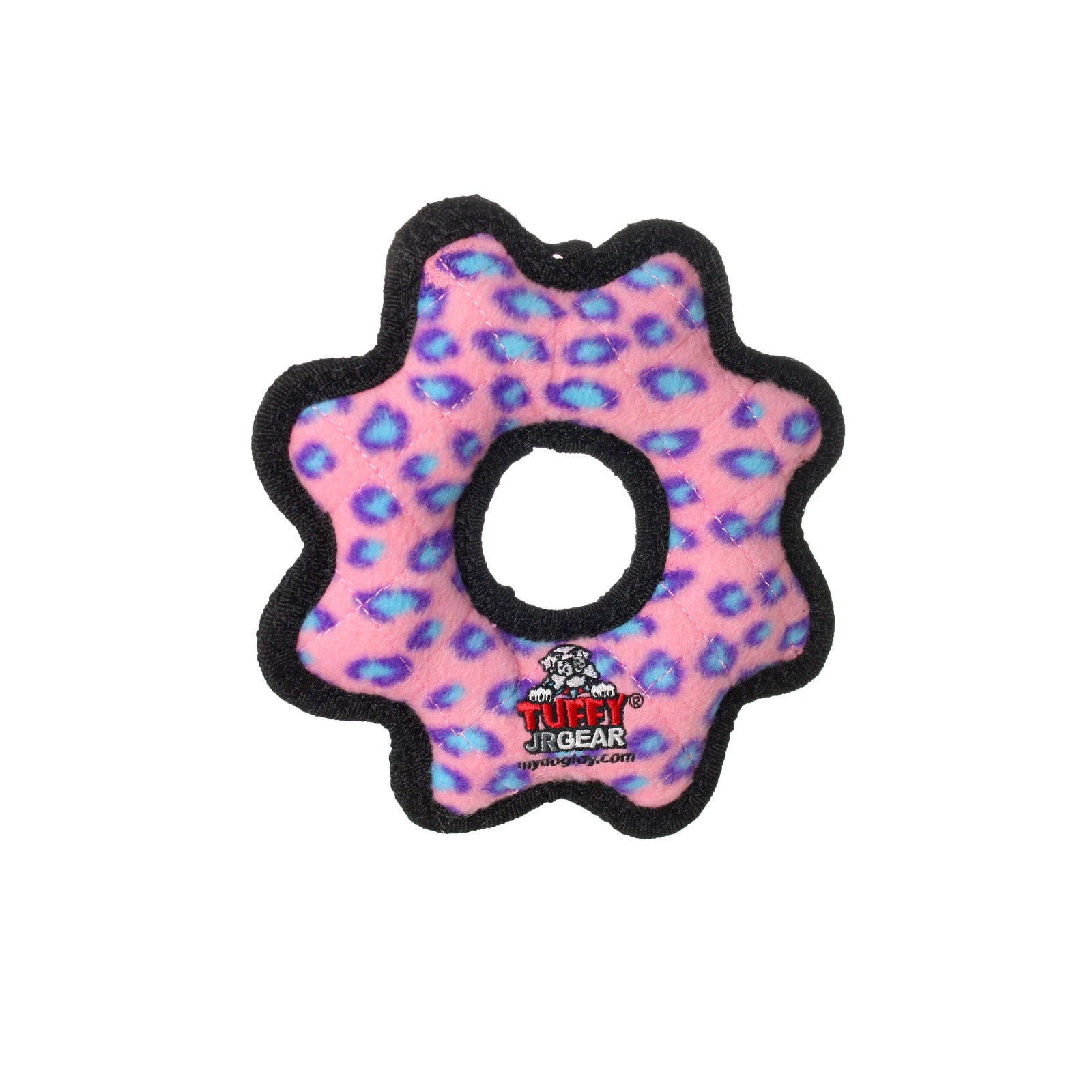 Tuffy Jr Gear Ring - Pink Leopard Squeaky Dog Toy