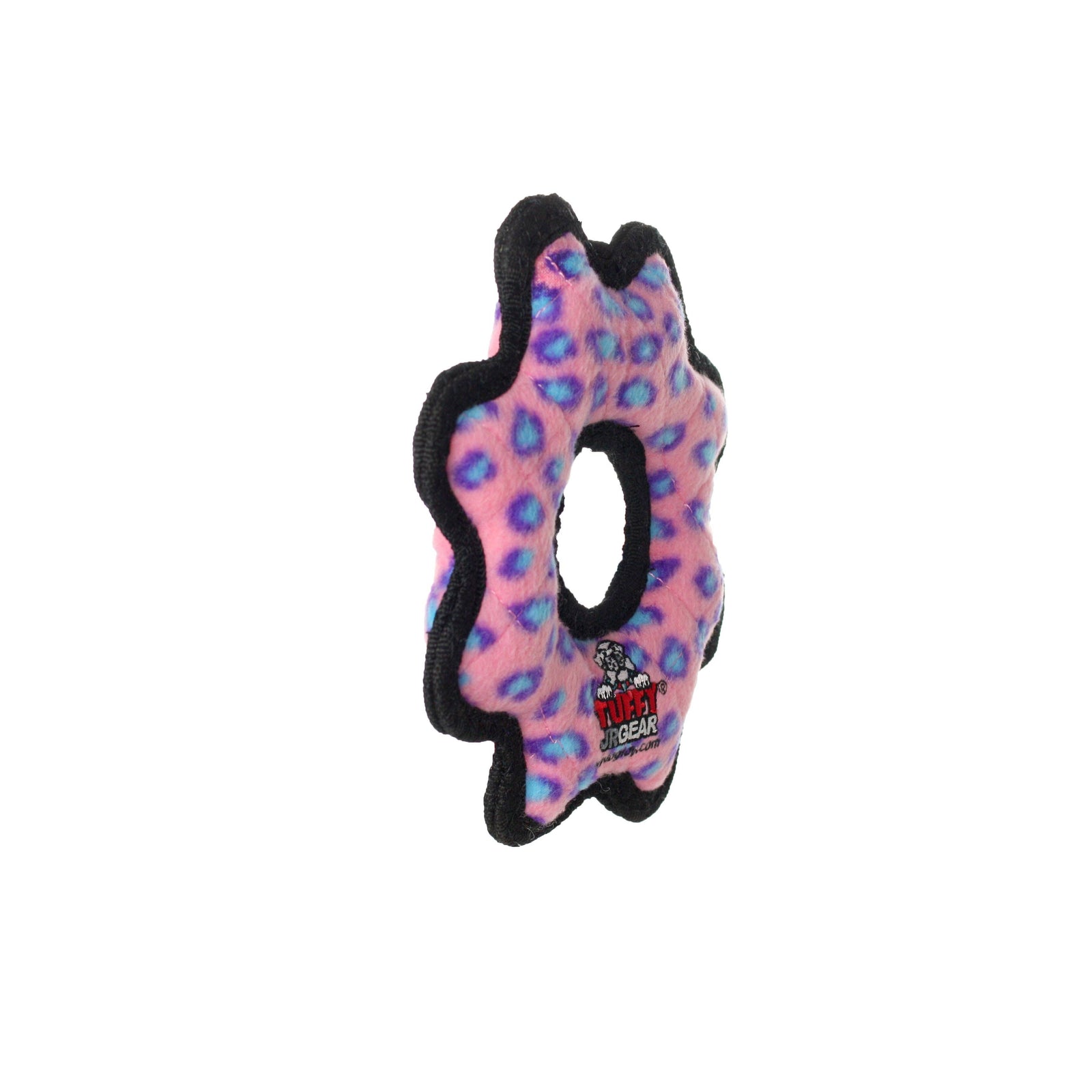 Tuffy Jr Gear Ring - Pink Leopard Squeaky Dog Toy