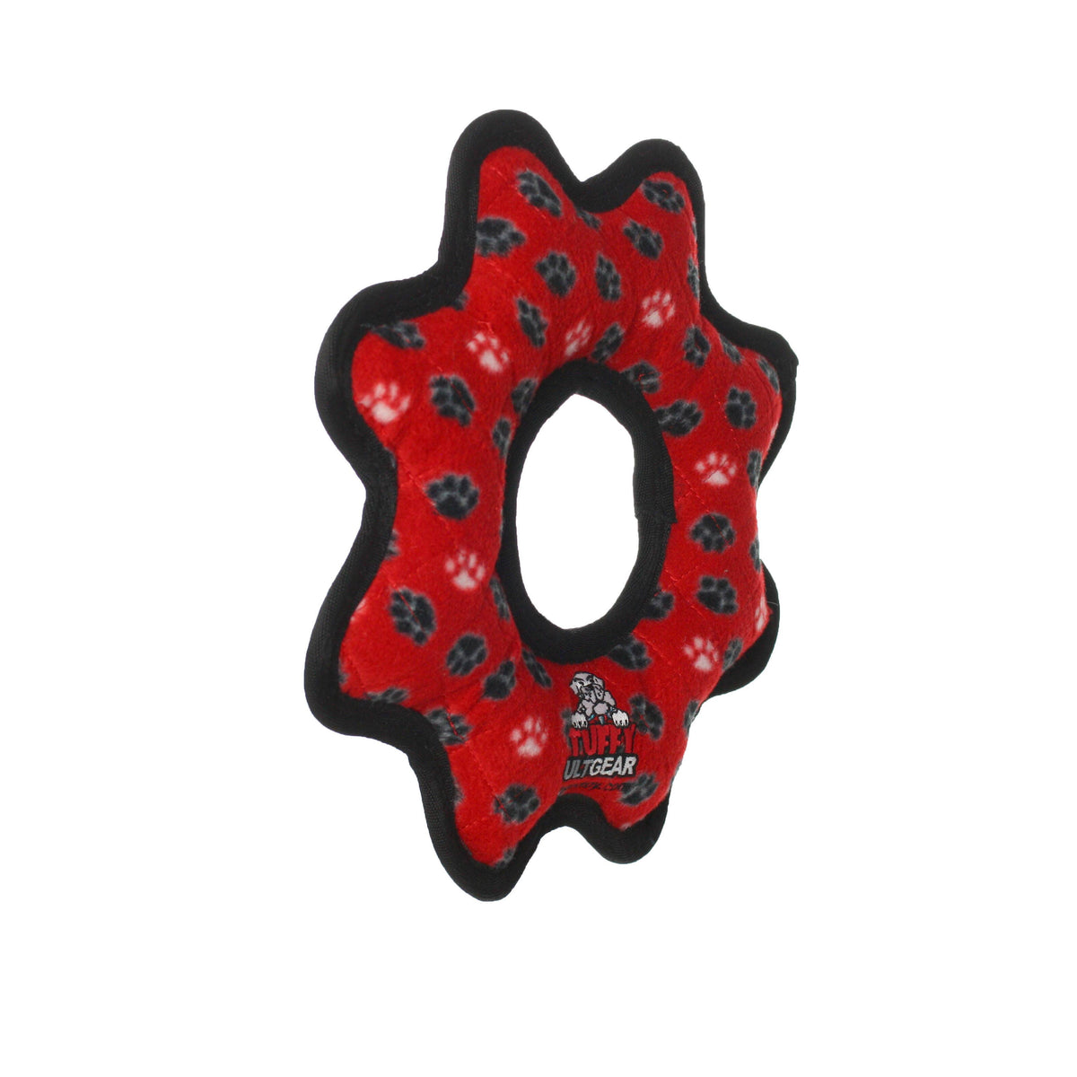 Tuffy Ultimate Gear Ring - Red Paw, Squeaky Dog Toy