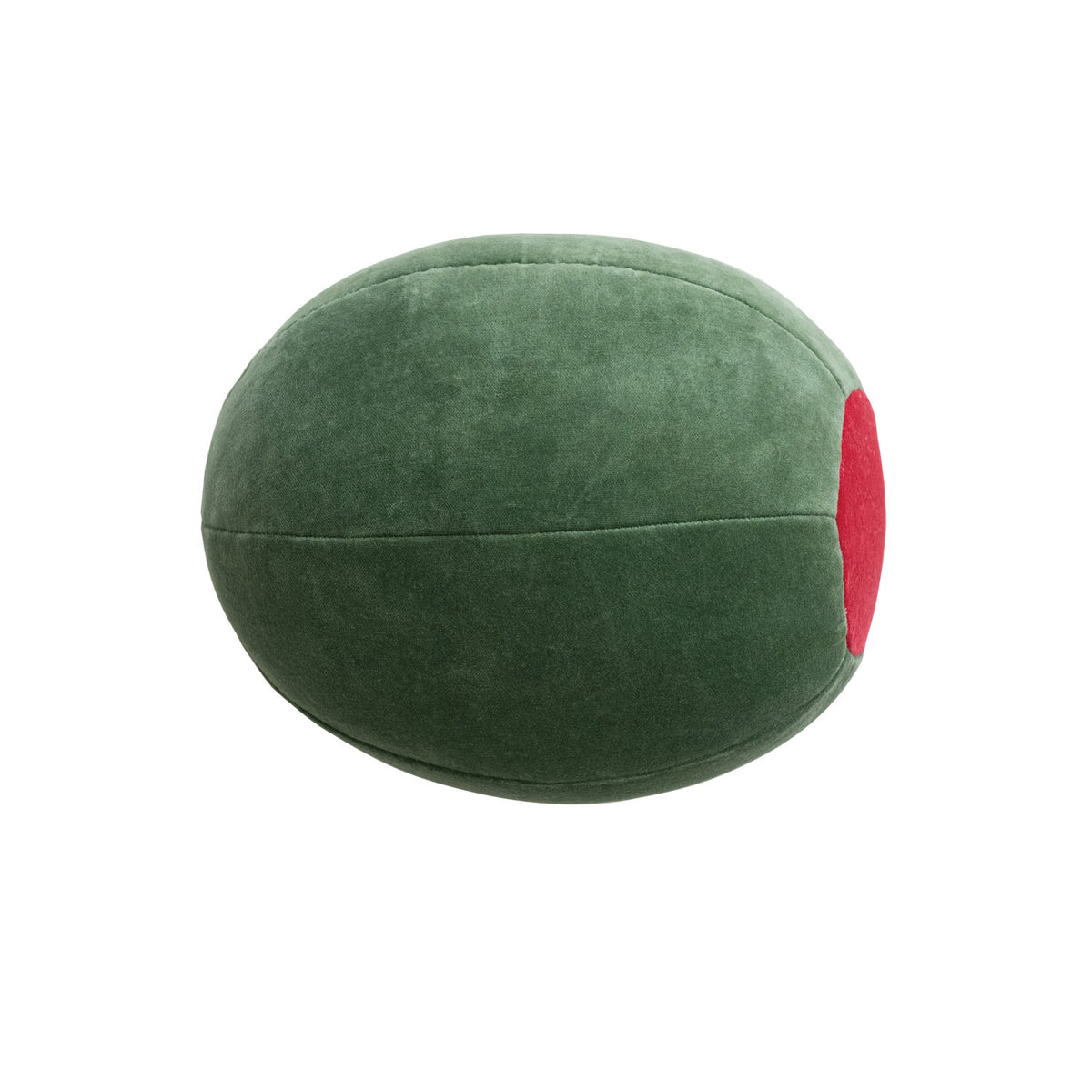 Cotton Velvet Olive Shaped Pillow, Green &amp; Red