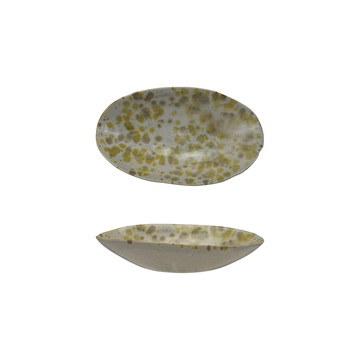 Stoneware Dish, Cream Color &amp; Brown (Each One Will Vary)