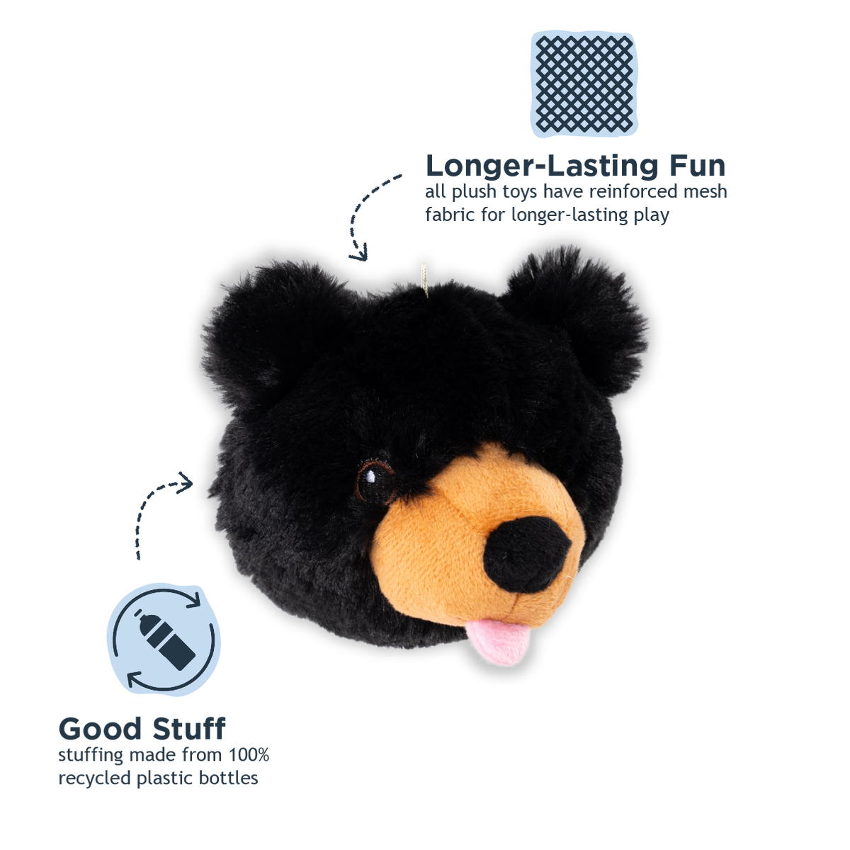 Black Bear 2-in-1 Fetch Ball Dog Toy