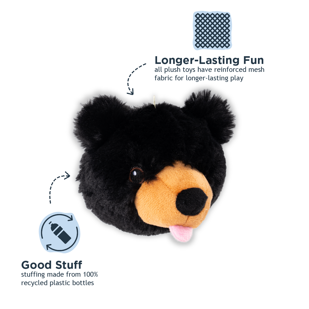 Black Bear 2-in-1 Fetch Ball Dog Toy