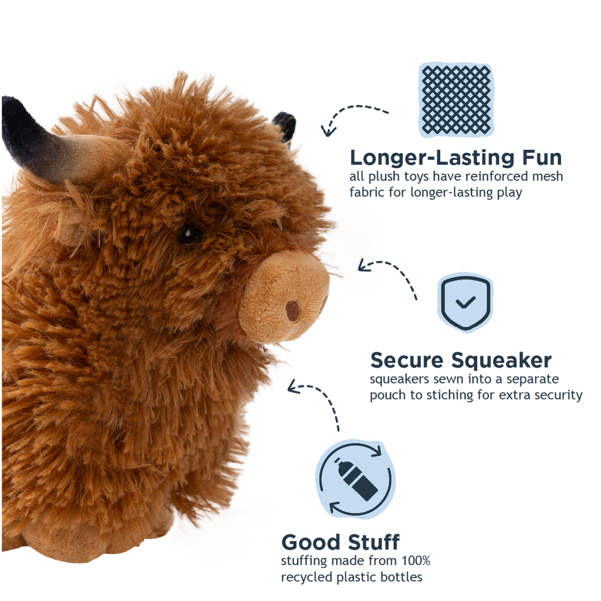 Highland Cow with Squeaker Dog Toy