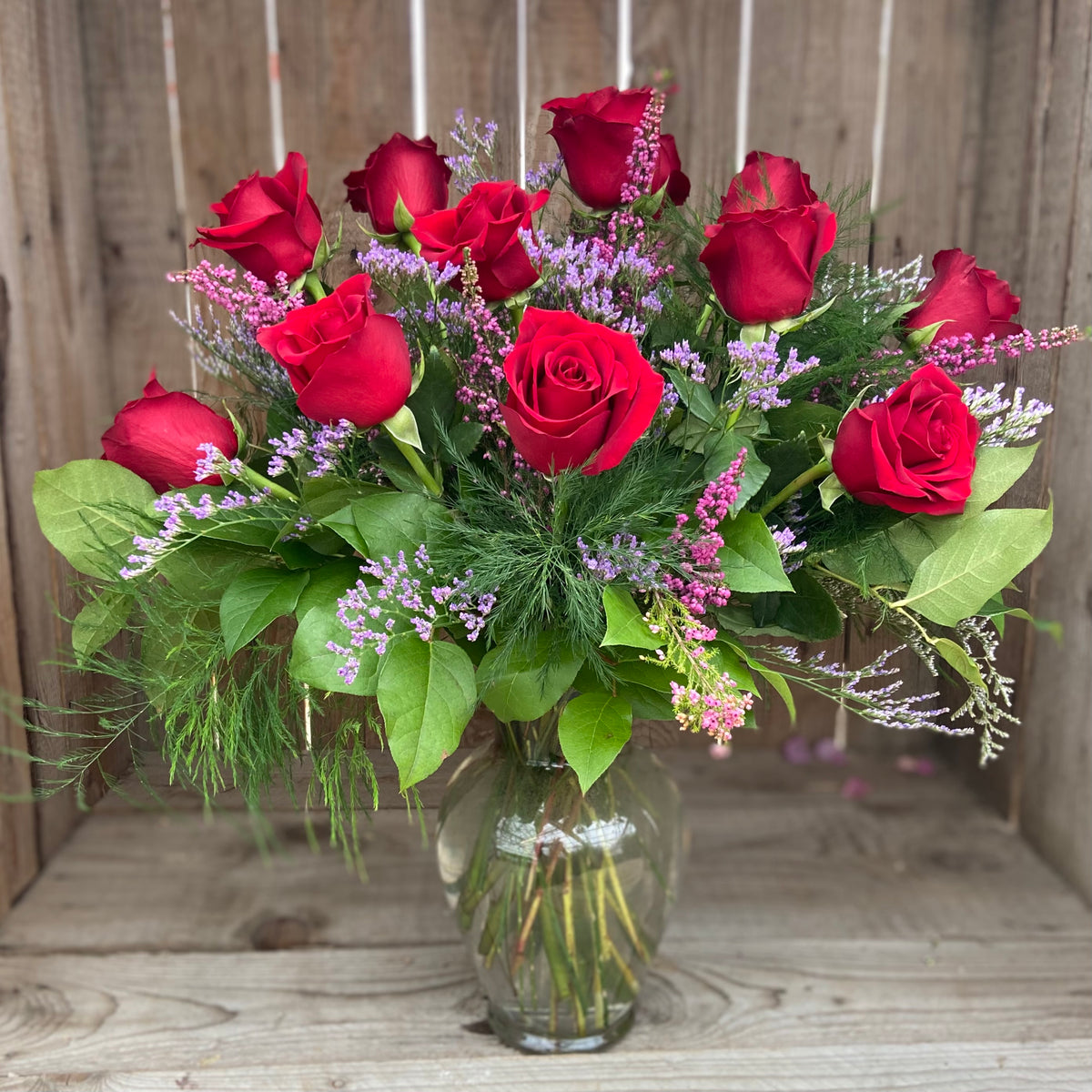 Dozen Roses in a Vase
