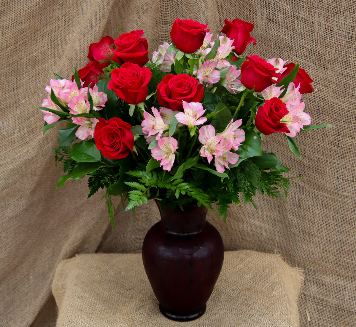 Dozen Roses and Alstro