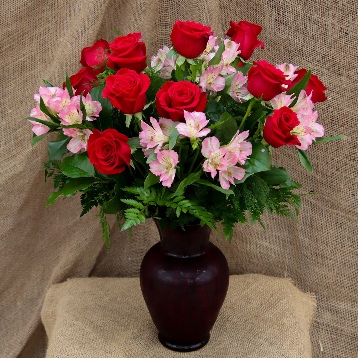 Dozen Roses and Alstro