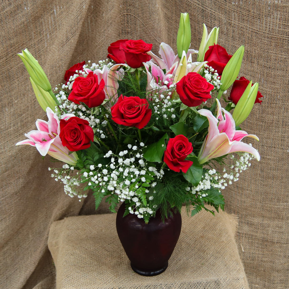 Dozen Roses and Lilies